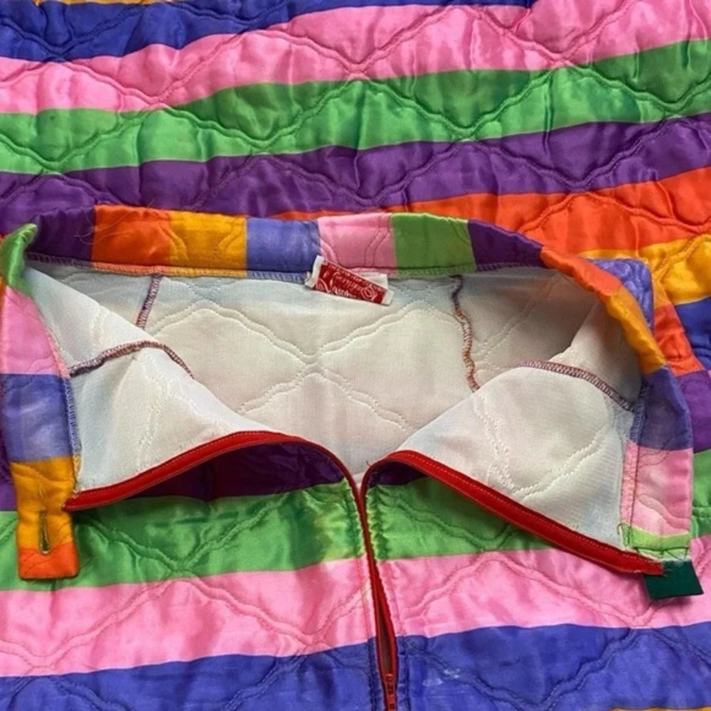 Vintage Rhapsody By Glazier Quilted Striped Maxi Skirt Small‎ Medium Rainbow